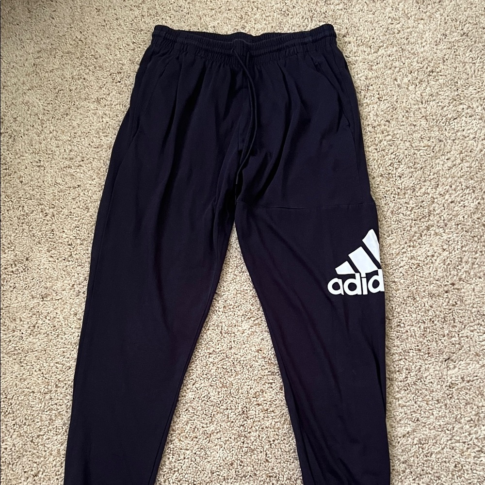 Adidas Navy Joggers with White Logo